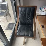 Bureau de direction d’angle vintage ciolino en bois avec retour + chai