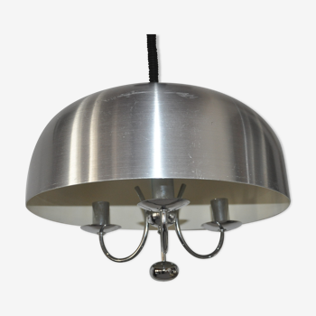 Brushed aluminum and stainless steel pendant lamp