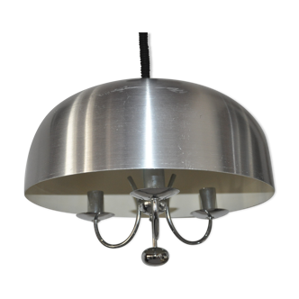 Brushed aluminum and stainless steel pendant lamp