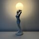 Barbotine ceramic woman lamp Vintage Art Deco