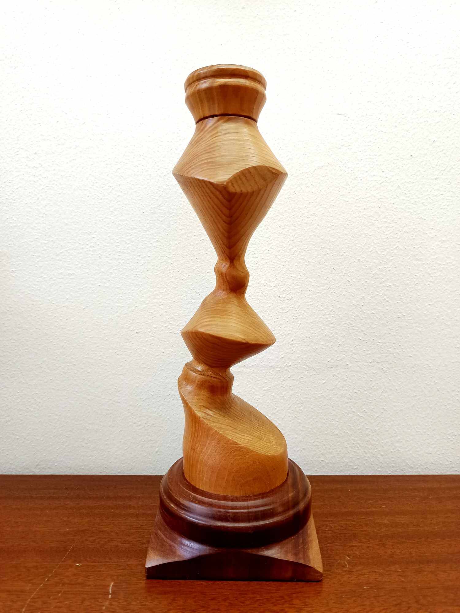 Scandinavian wooden totem candle holder