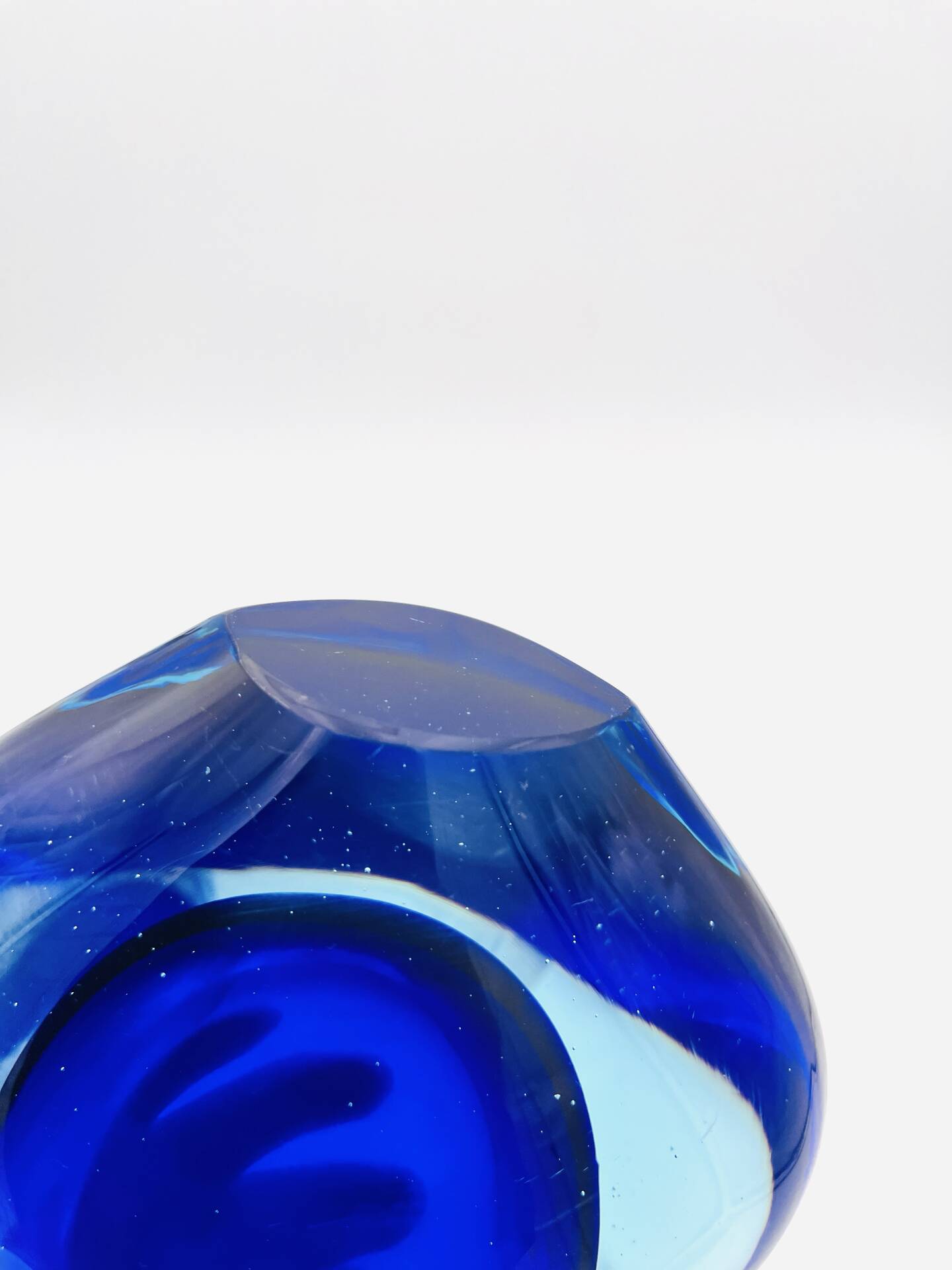 Large Murano Vase Flavio Poli Sommerso Blue Cobalt Turquoise 31.5cm