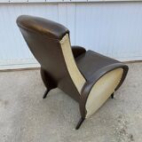 Vintage 50 faux leather reclining lounge chair with footrest