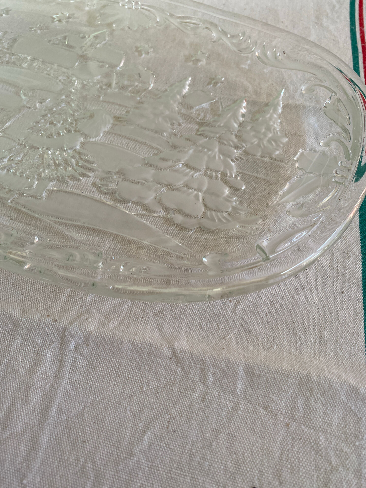Plat de service en verre transparent - Noël