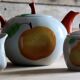 3-piece porcelain tea/coffee service Apilco - Hand-painted fruit design