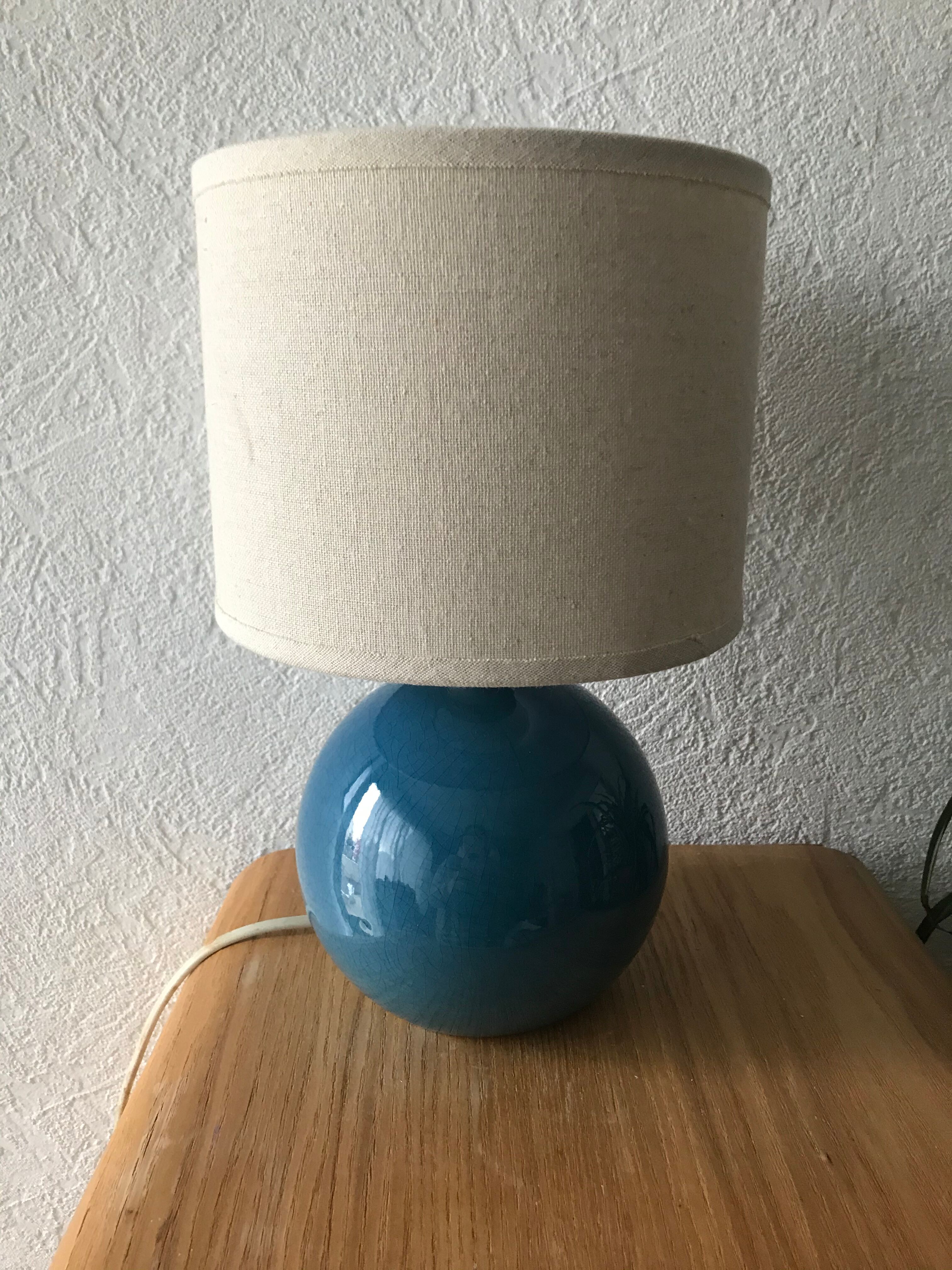 Blue enamelled sandstone ball lamp