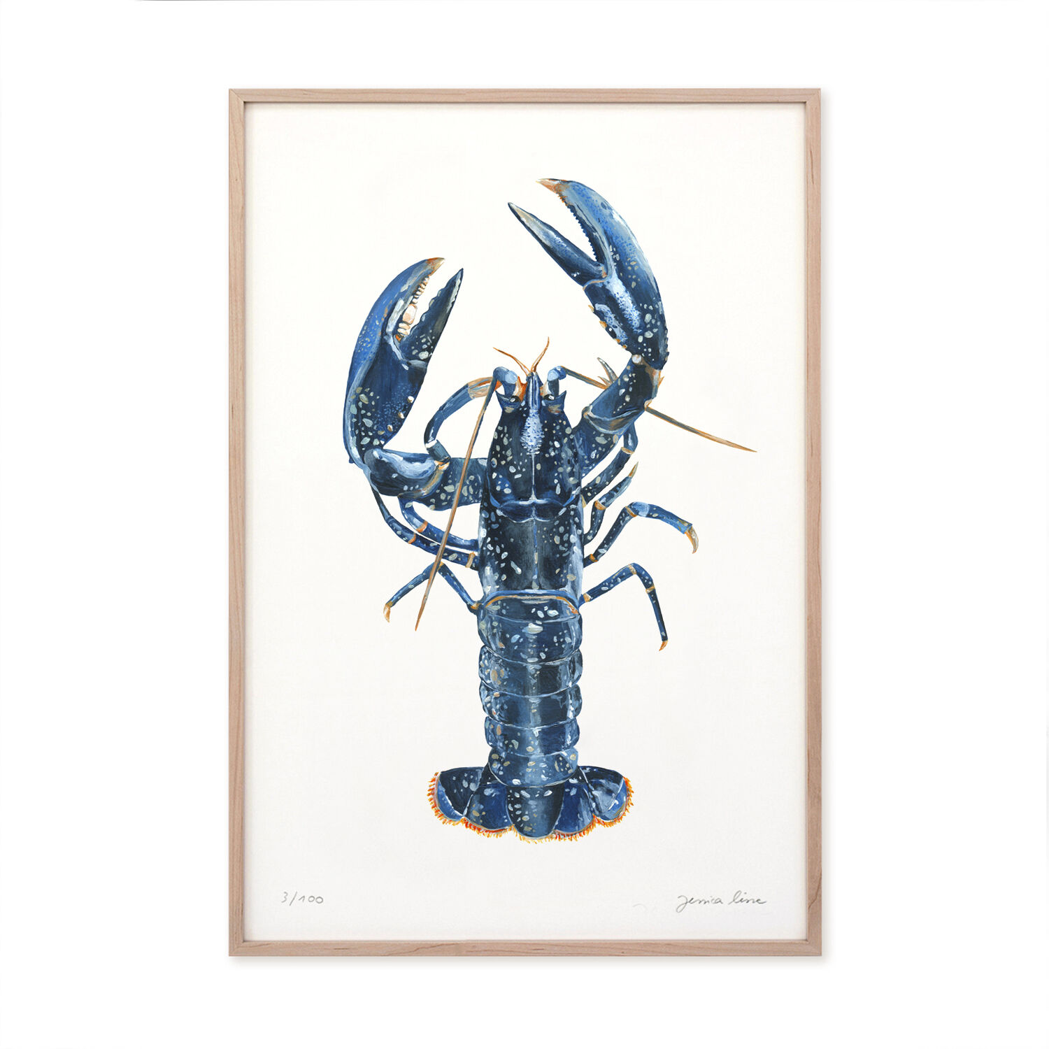 "Lucie" the blue lobster, art print 20/30cm