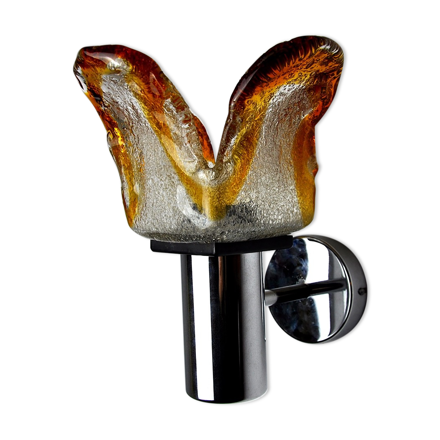 Wall lamp murano mazzega orange, frosted glass, italy, 1960