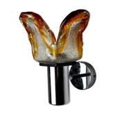 Applique murano mazzega orange, verre givré, italie, 1960