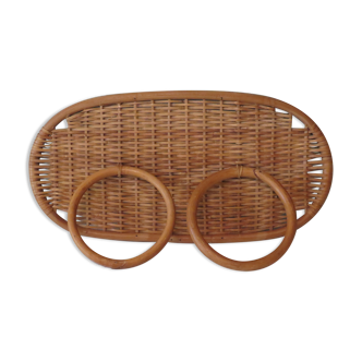 Rattan and bamboo towel rack, 1970