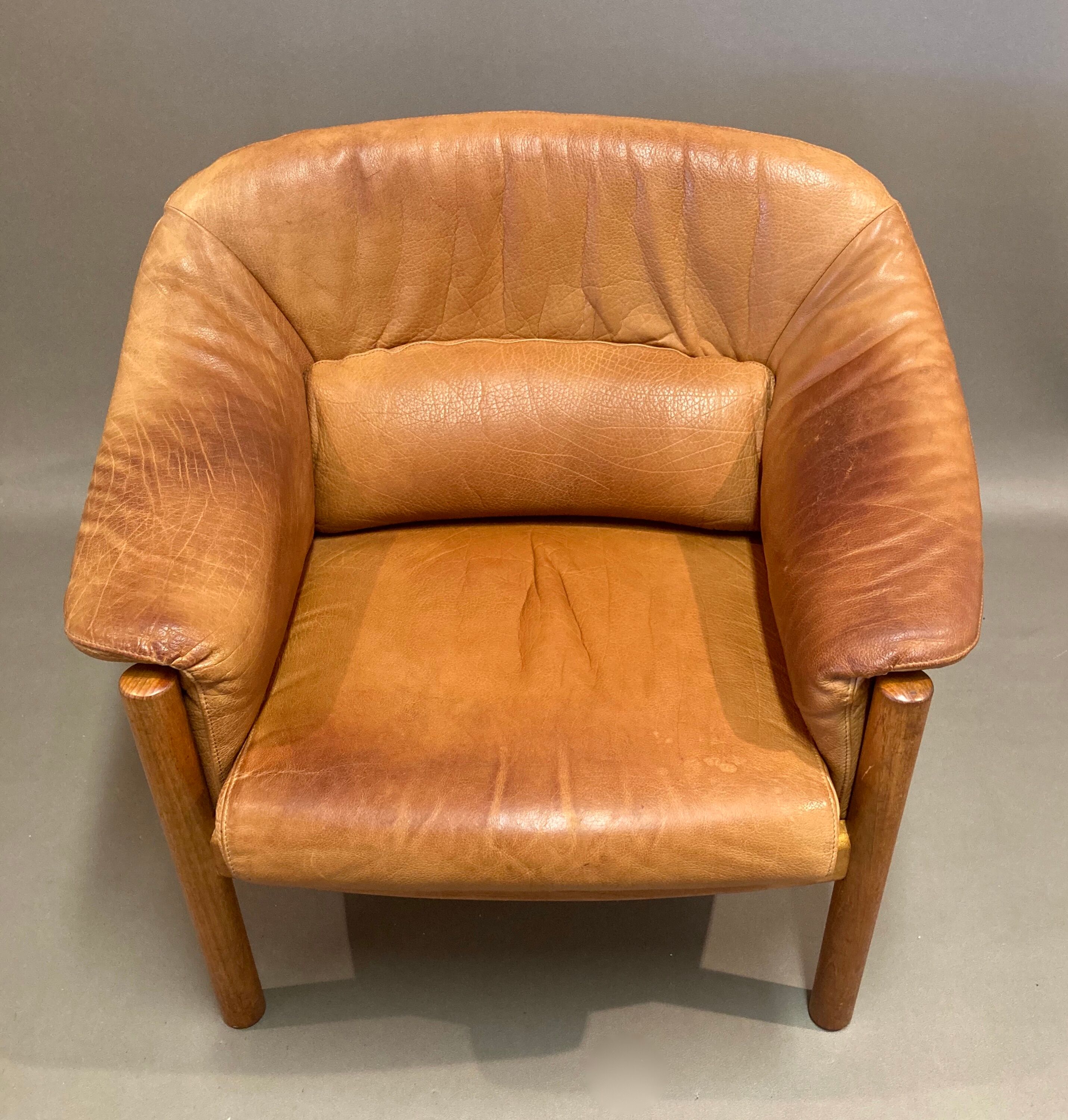 Scandinavian chair teak and leather design 1960