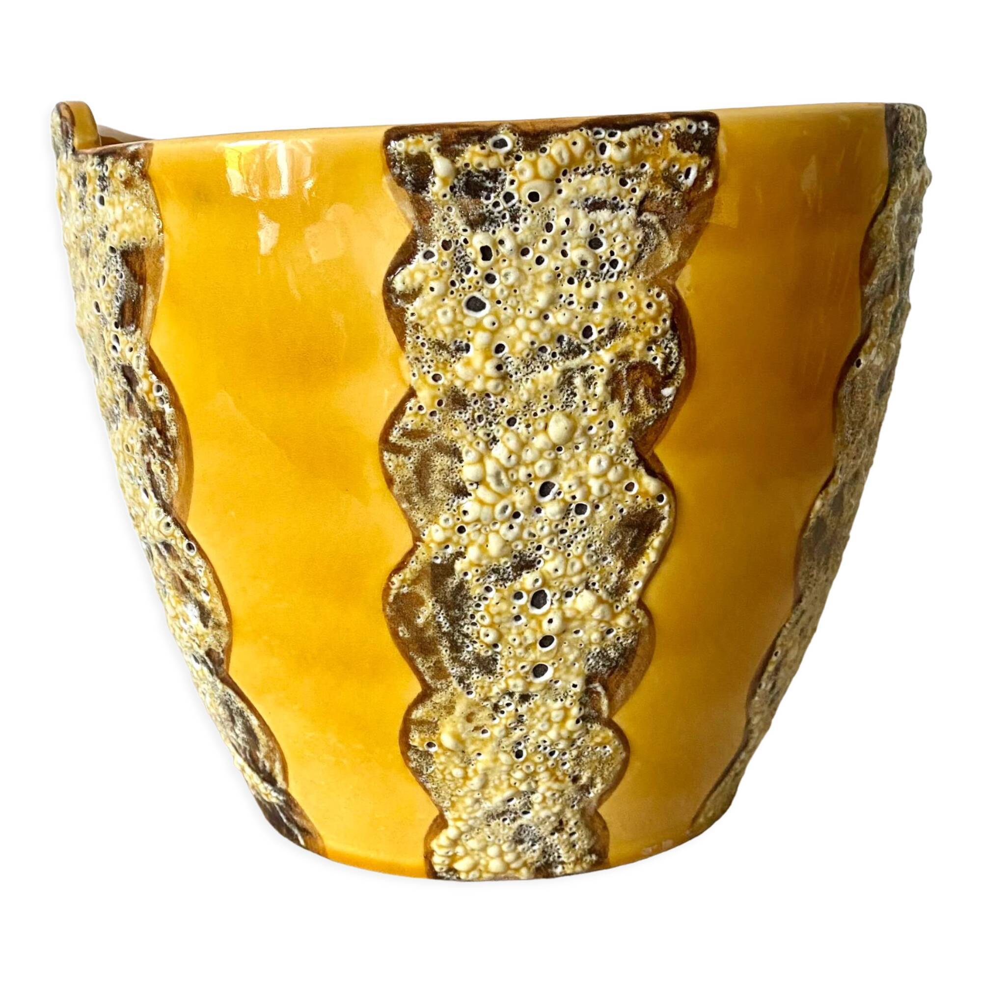 Vintage ceramic pot cover Big fire