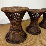 Stools "tam tam" in rattan / wicker