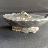 Gravy boat or oyster butter dish – Maurice Gouaillé – Silver plated metal & satin glass