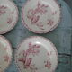 7 gien pink cactus model 6 plates - 1 hollow old