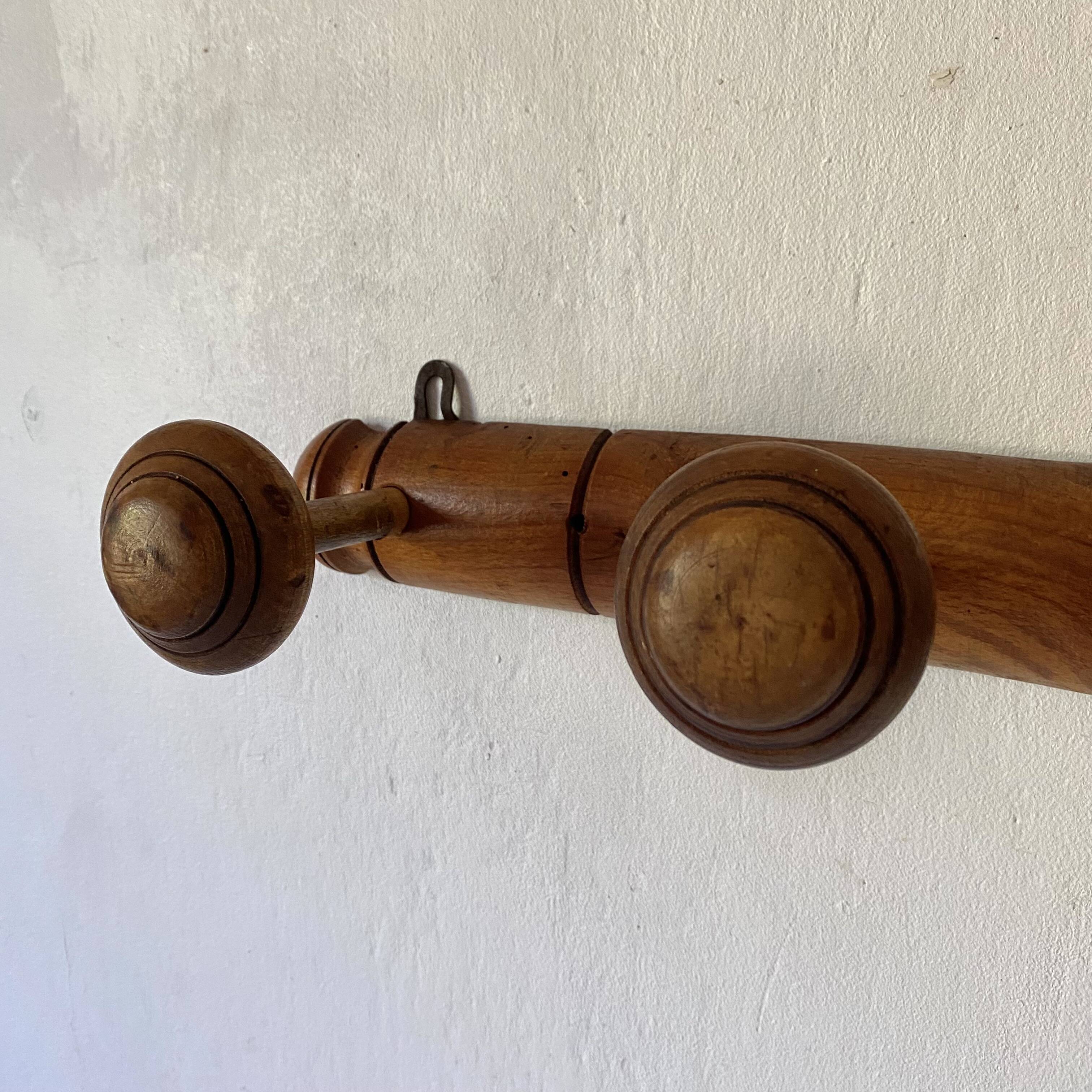 Antique wall coat rack, 3 hooks