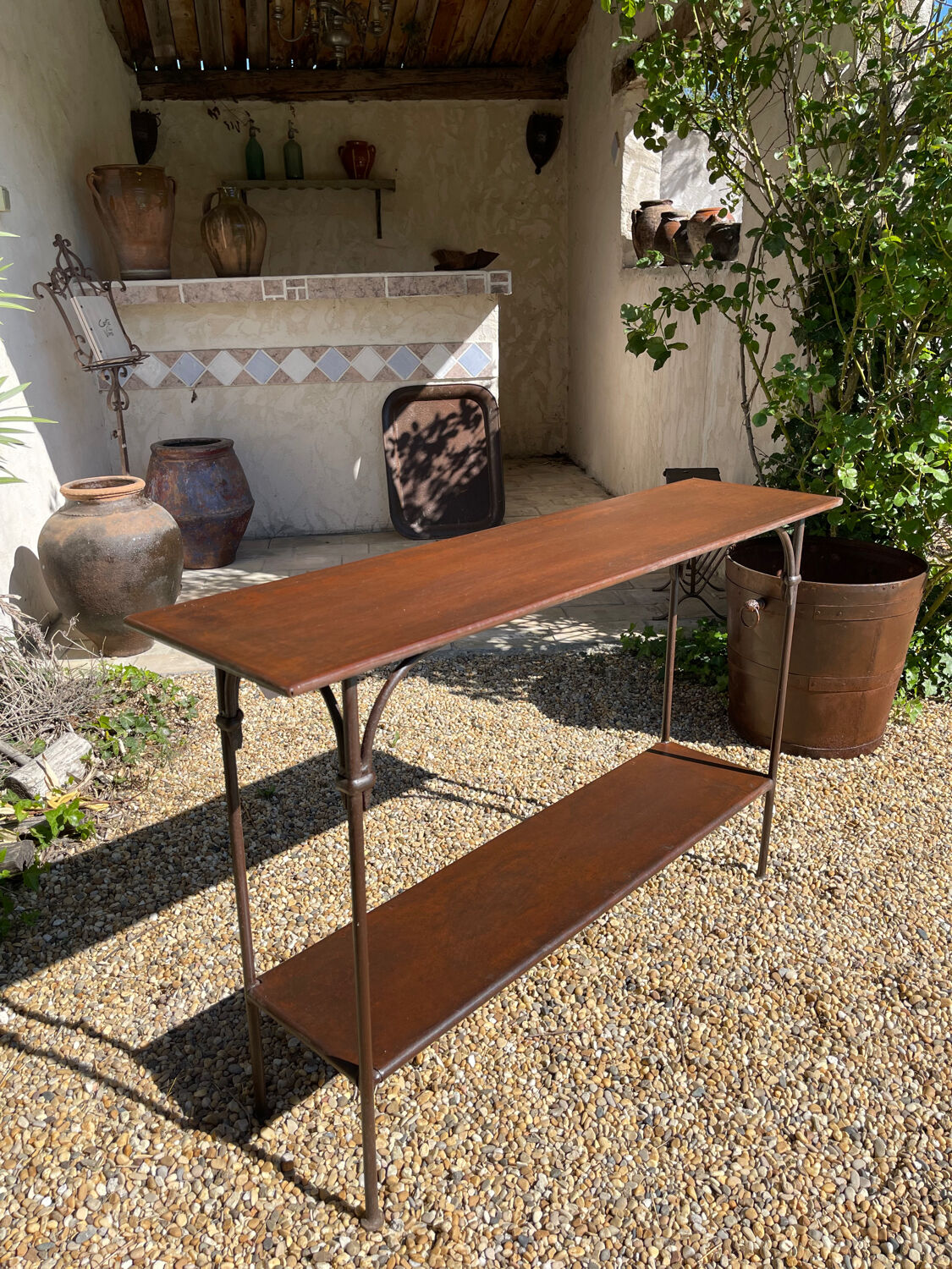 Handcrafted wrought iron console table