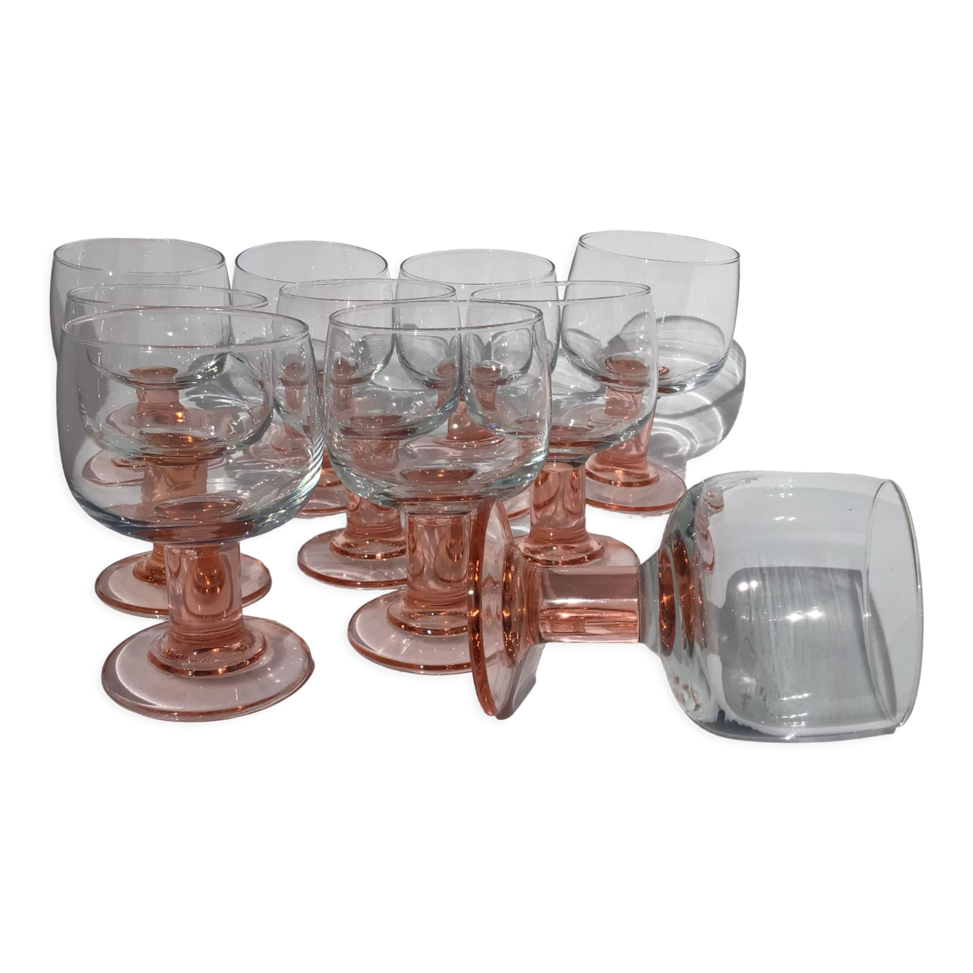 10 wine glasses foot pink orange diameter 7cm