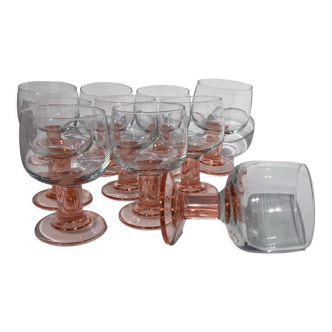 10 wine glasses foot pink orange diameter 7cm