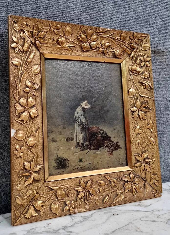 After Gustave Vidal: orientalist painting oil on wood panel