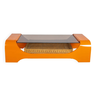 Orange and Smoke Space Age Couch Table