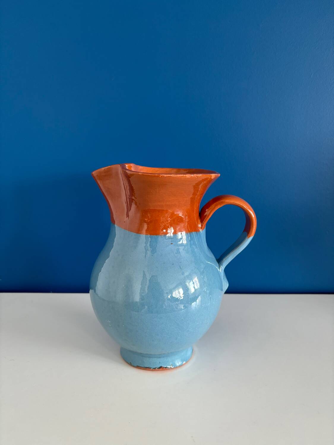 blue glazed ceramic carafe / blue glazed ceramic vase