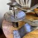 Brutalist wrought iron candlestick pair