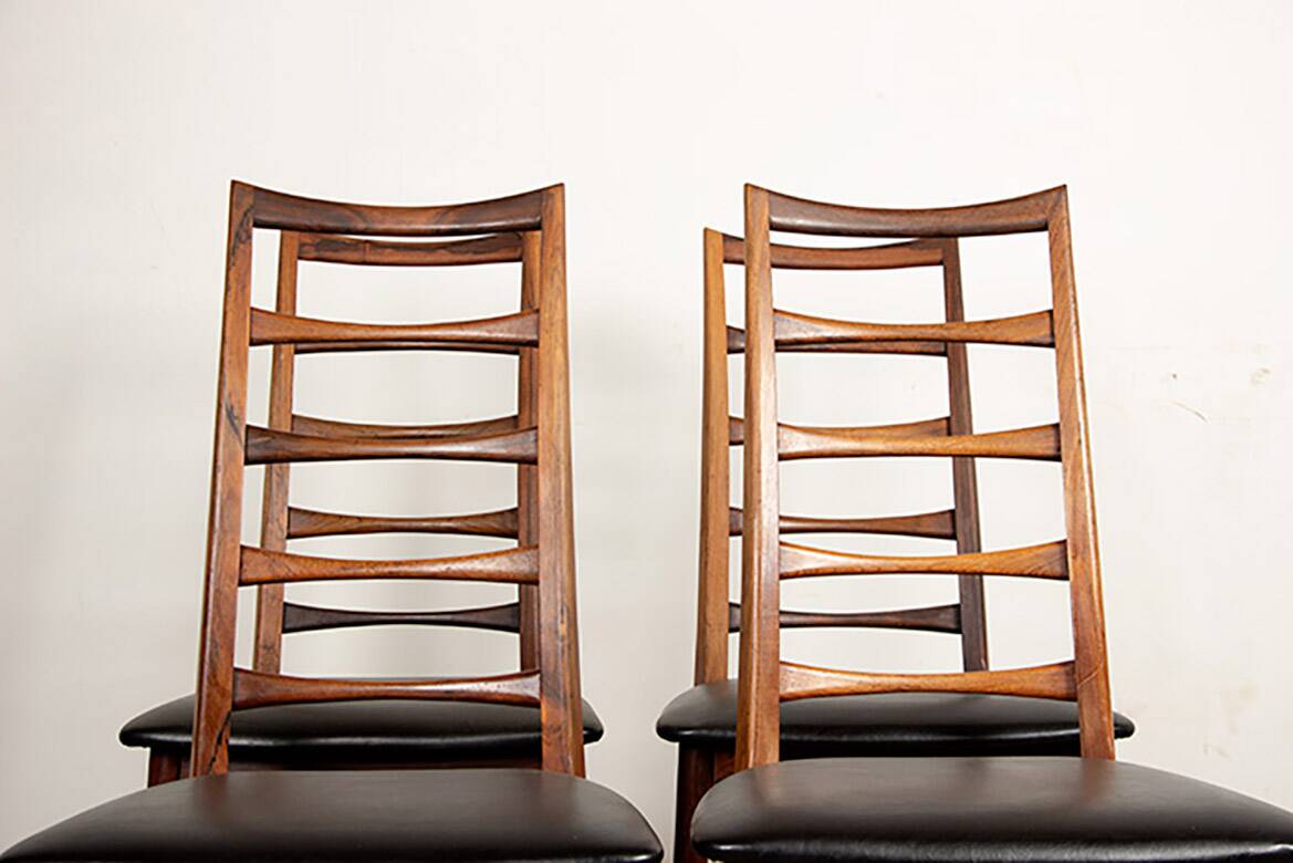 Set of 4 Danish Liz chairs in rosewood by Niels Kofoed, 1960s.