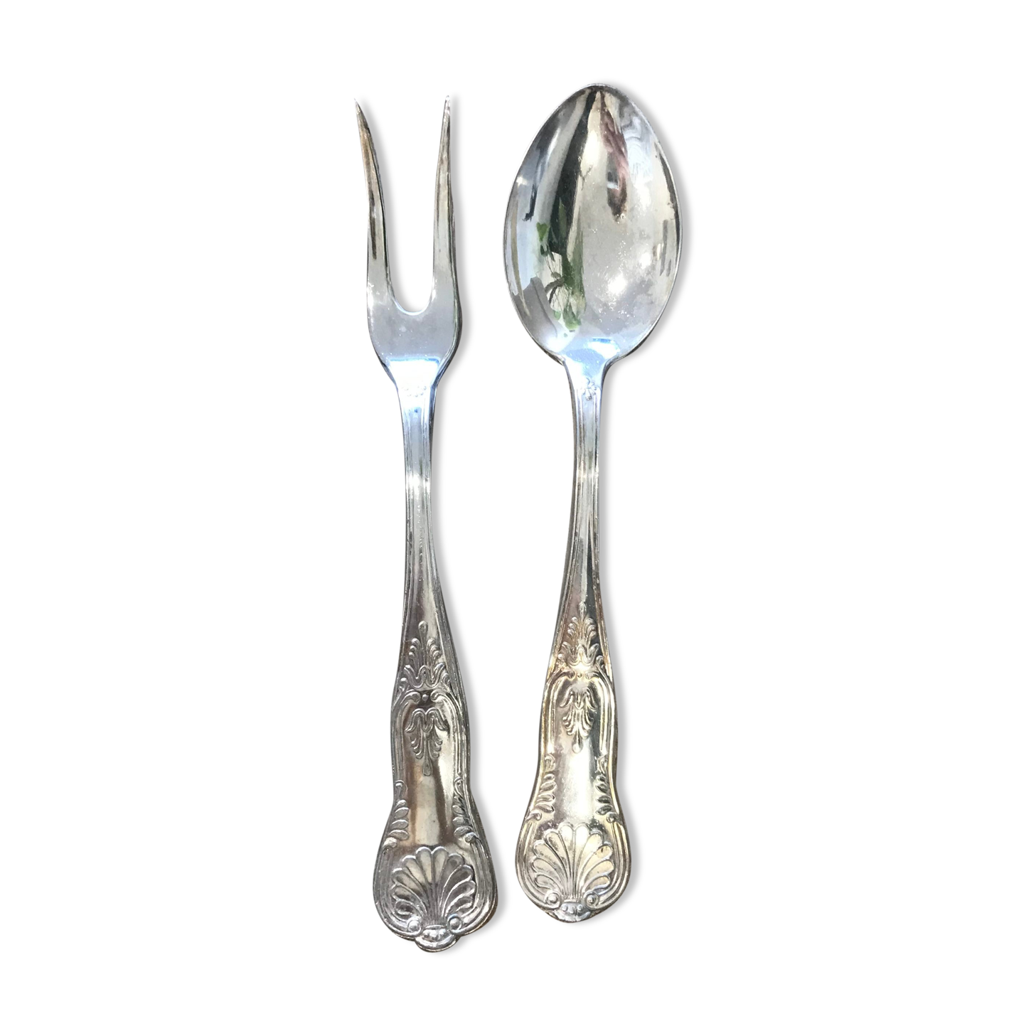 Pair of silver service cutlery