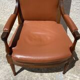 Fauteuil en bois et cuir