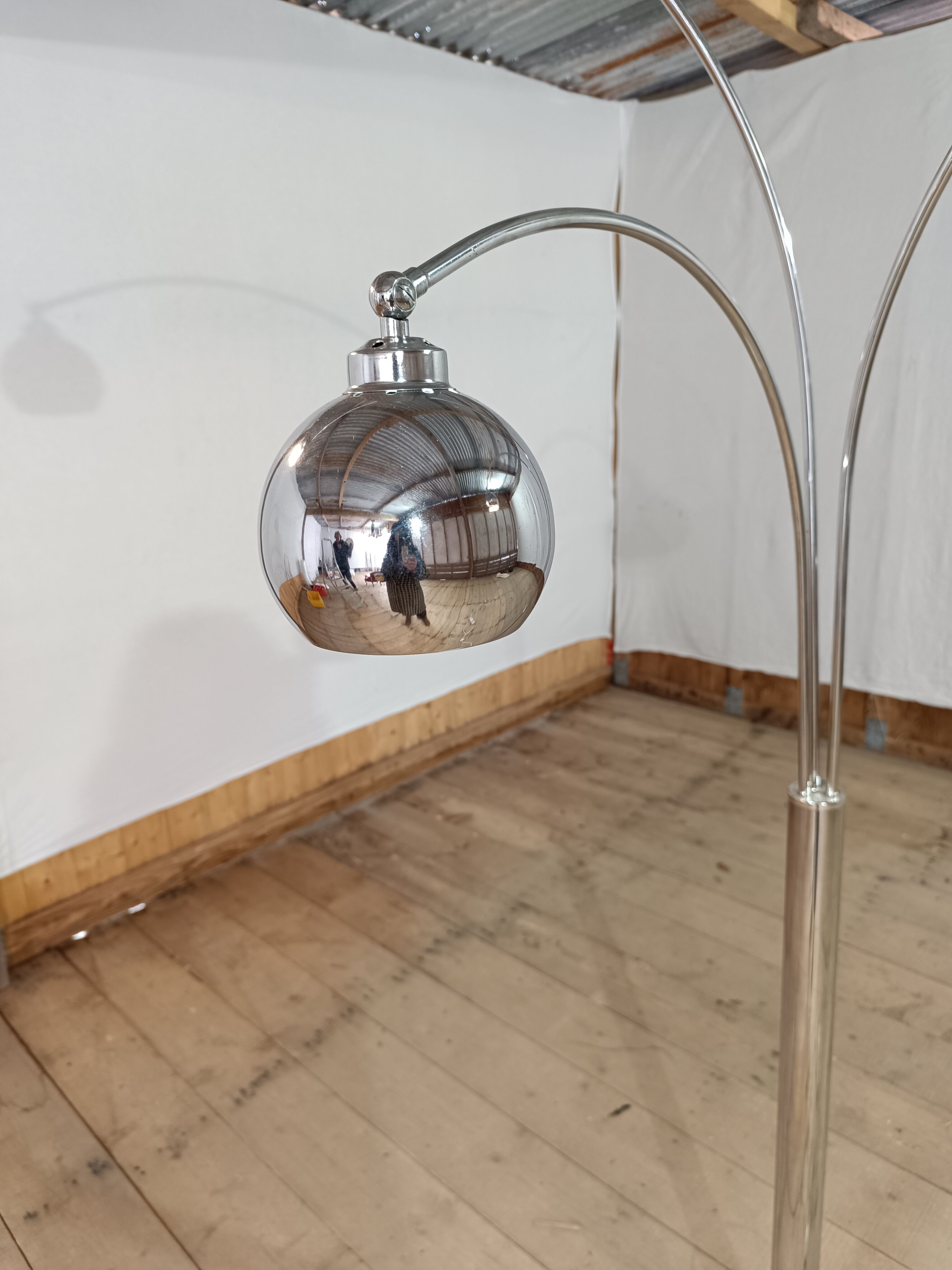 Chrome floor lamp with 3 branches