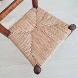 Mini wooden and straw chair - brutalist look
