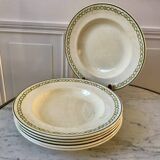 lot of 6 green and orange Longwy Iron Earth hollows from the beginning of the 19th century