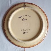 Biot ceramic - plate signed l'aiguiere - L. Gruson - hand painted - 25cm