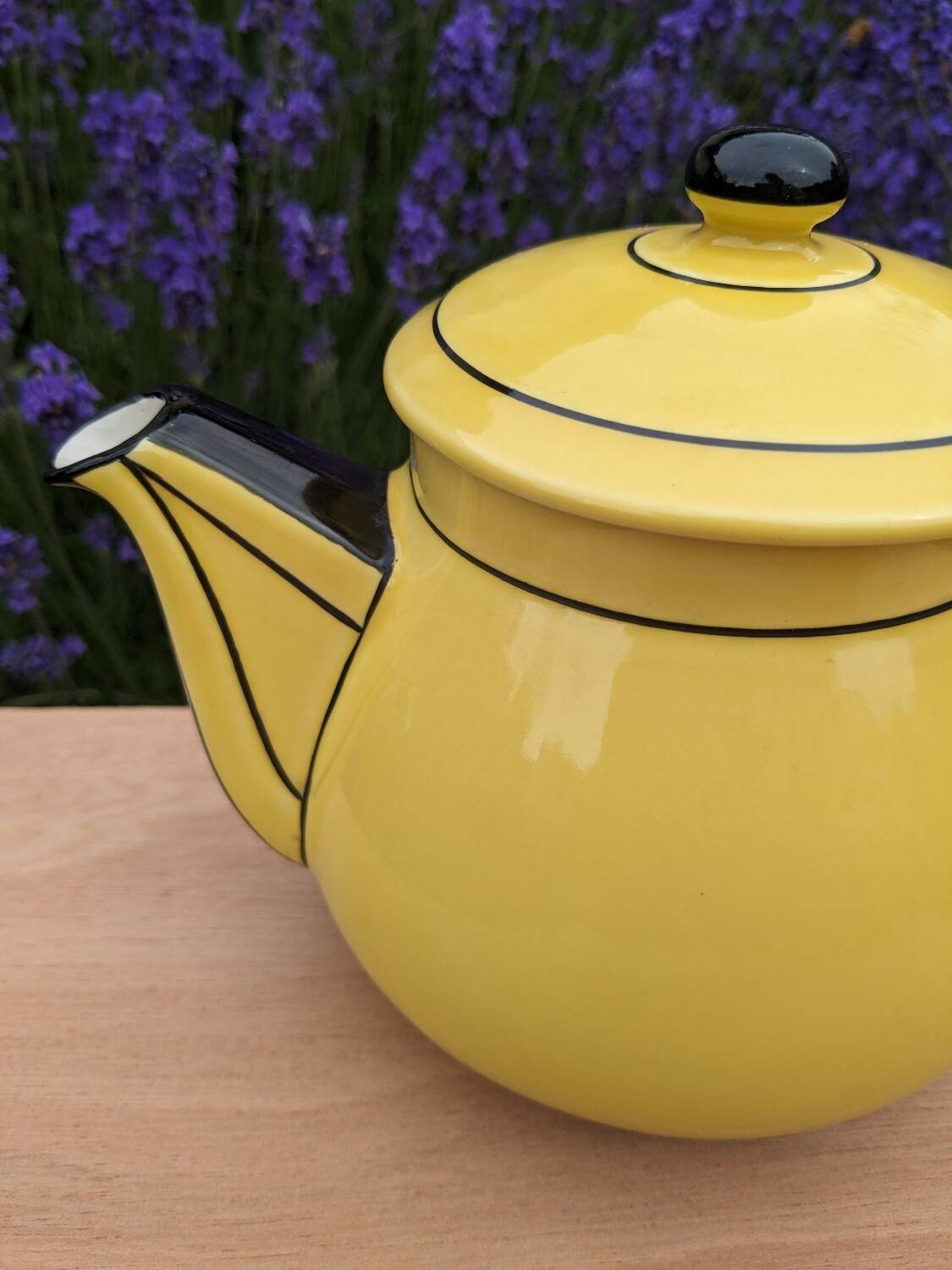 Yellow and black Art Deco style teapot / coffee maker