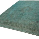 Fait à la main Oriental Contemporain Années 1980 243 cm x 341 cm Tapis de laine turquoise
