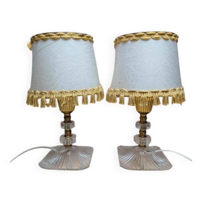 Paire de lampes vintage plexiglas & métal doré