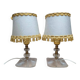 Pair of vintage lamps in plexiglass and gold metal