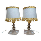 Pair of vintage lamps in plexiglass and gold metal