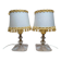 Pair of vintage lamps in plexiglass and gold metal