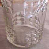 Set of 2 chiseled glass liquor decanters