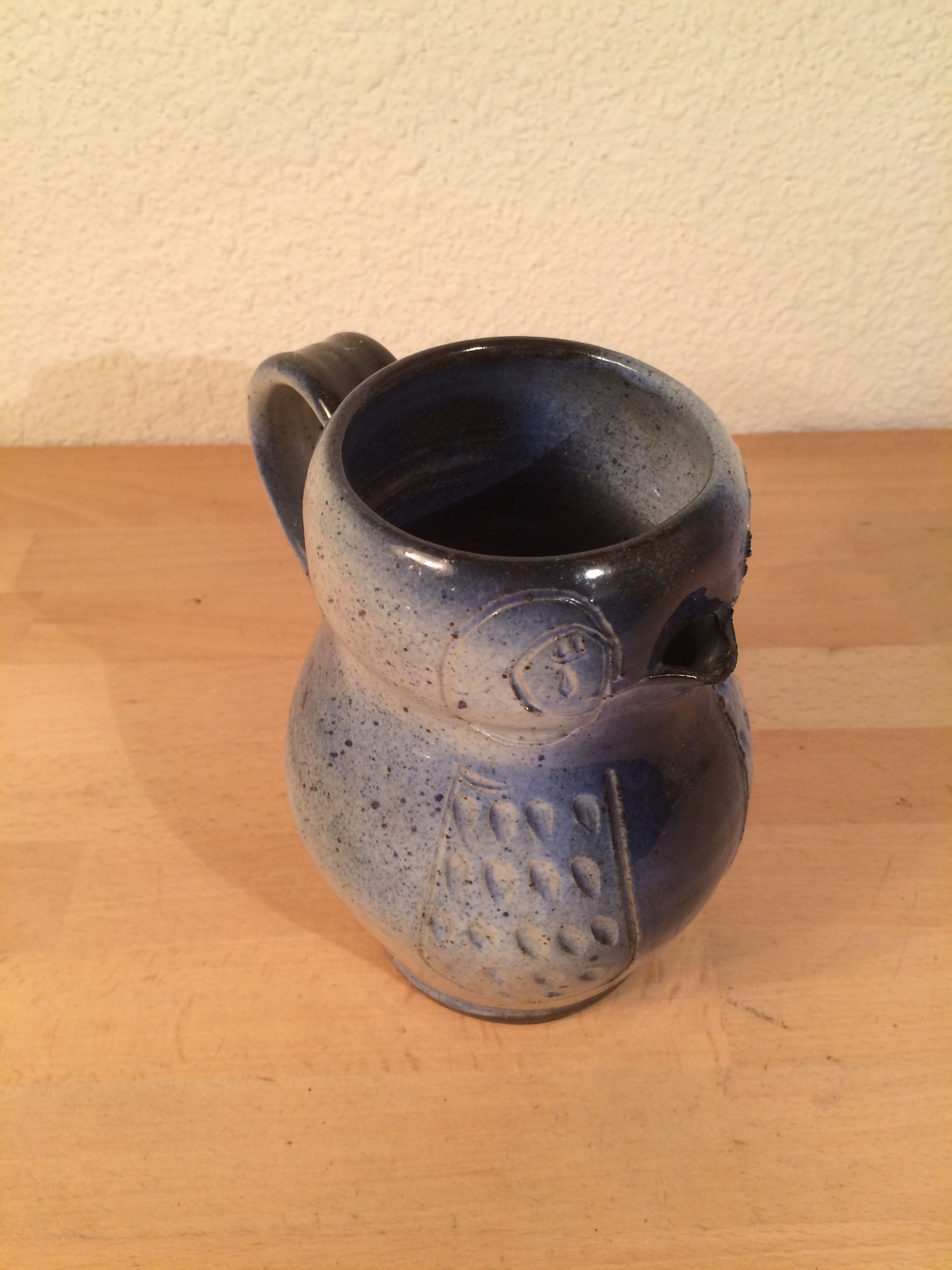 Pichet chouette hibou céramique bleu