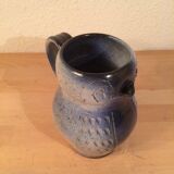 Pitcher owl owl ceramic blue
