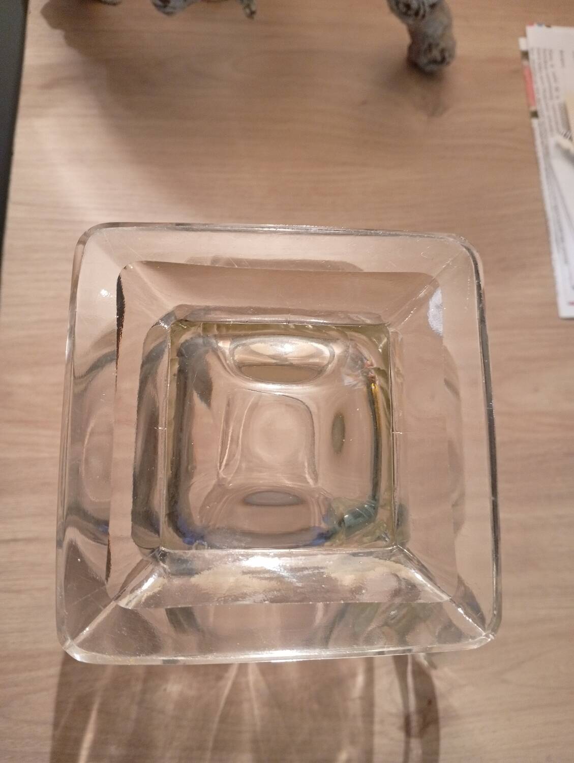 Vintage Art Deco style heavy crystal pitcher, square base.