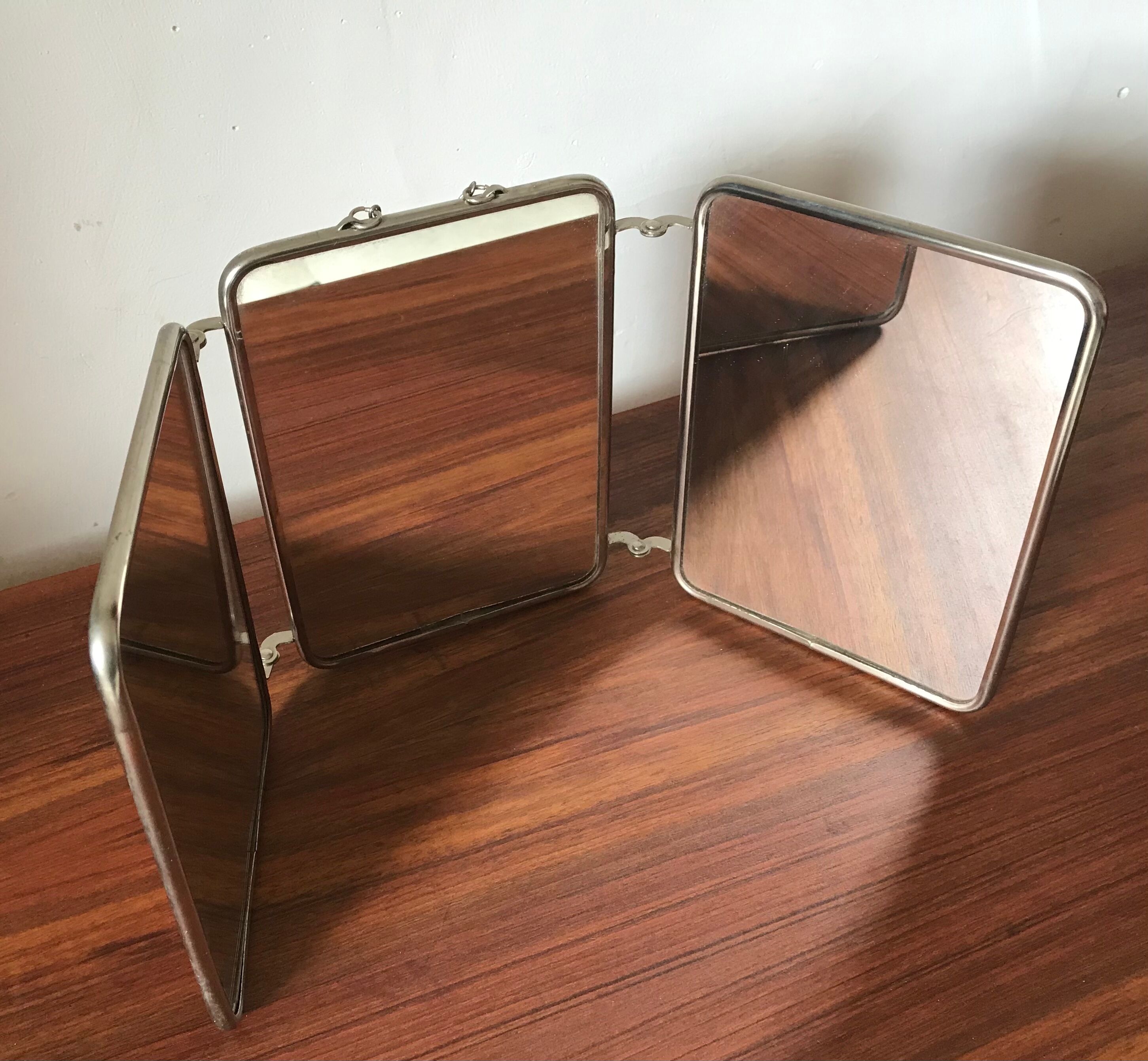 Vintage barber's triptych mirror
