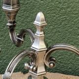 3-light silver-plated metal candlestick