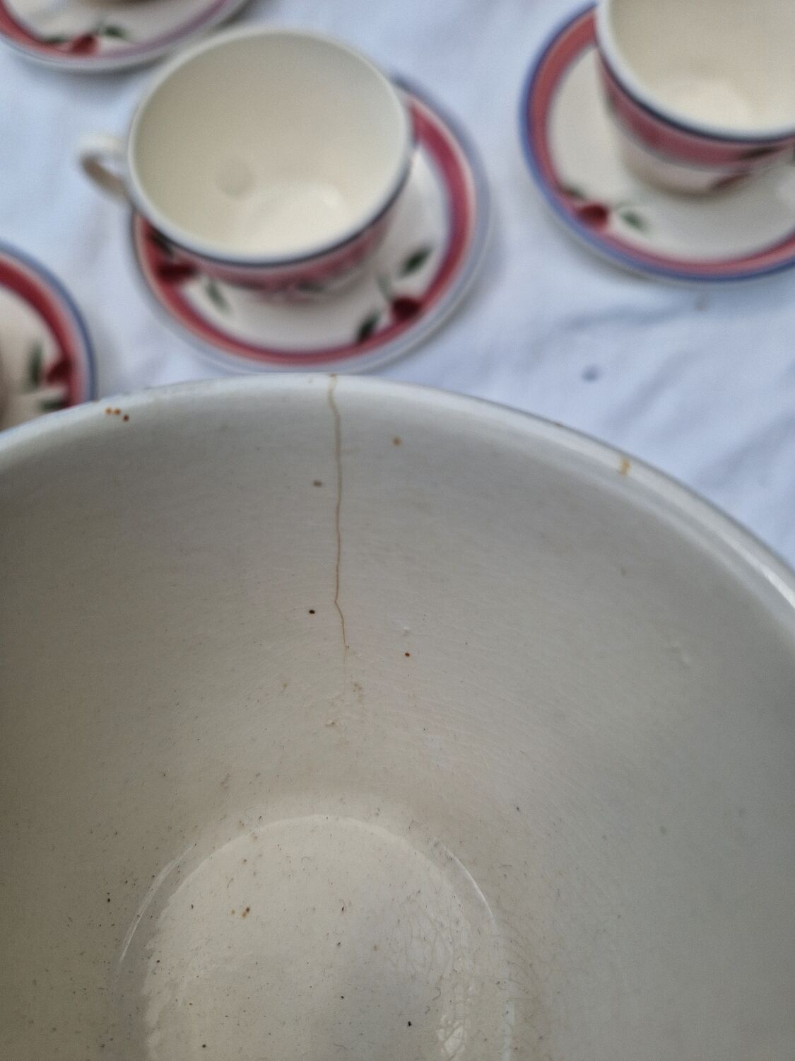 Set of 6 Antique Cups and Saucers