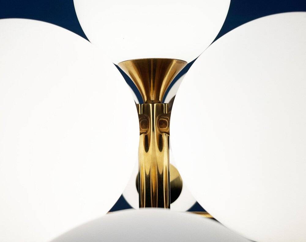 German brass floor lamp in Space Age style from the mid-century by Kaiser Leuchten, 1960s.