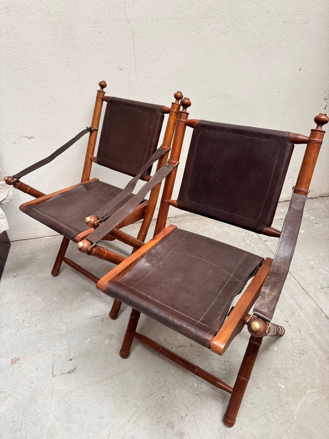 Paire de chaises coloniales faux bambous 1960’s