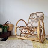 Antique rattan rocking chair